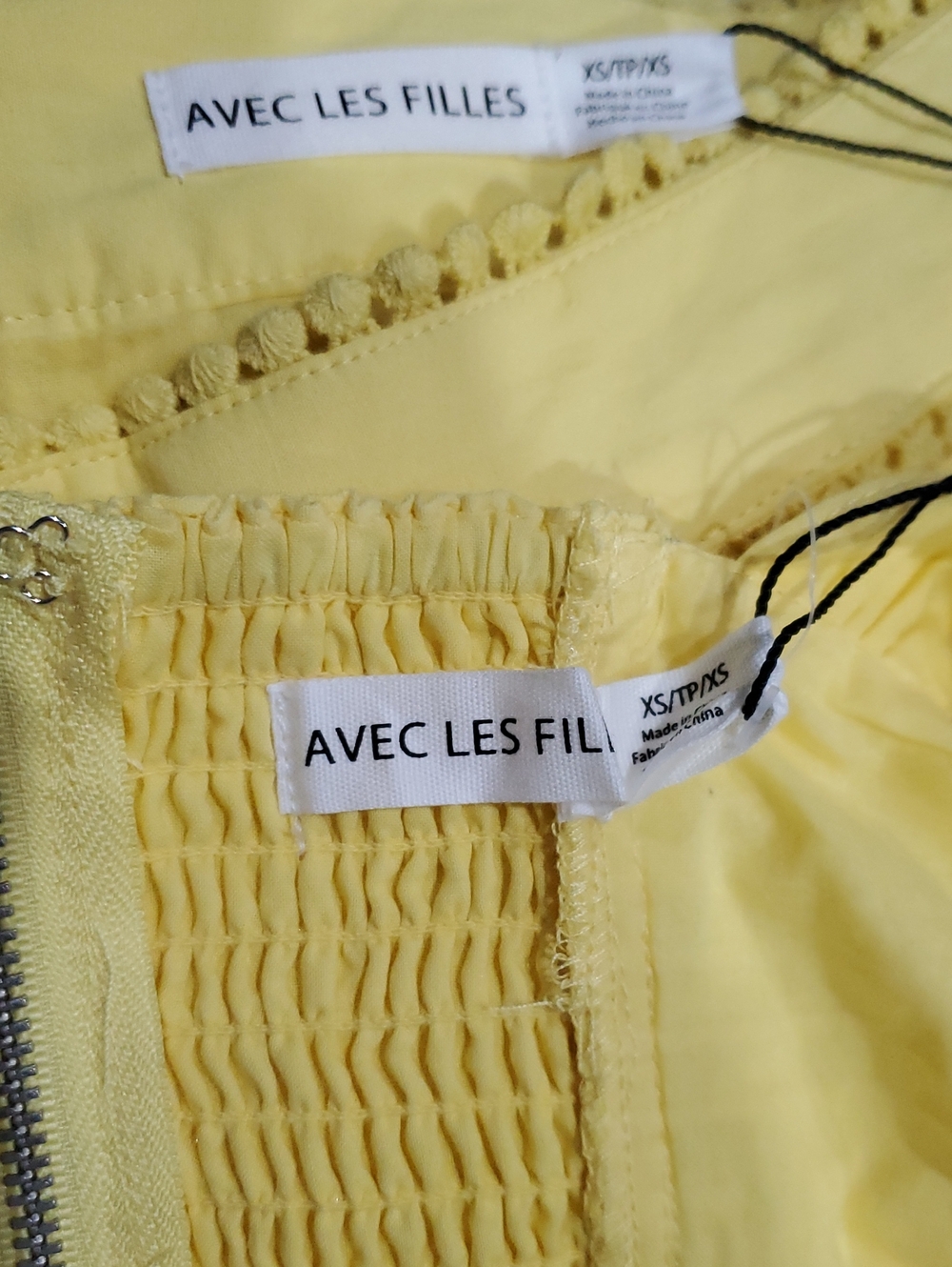 Avec les filles yellow floral embroidered crop top and midi skirt size XS new - Picture 14 of 15